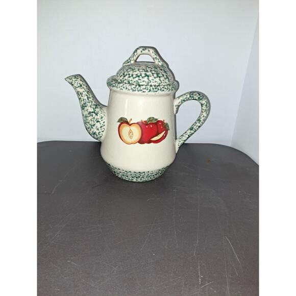 Apples & Green Spongeware - Stoneware Coffee Pot by Tender Heart - Picture 1 of 4